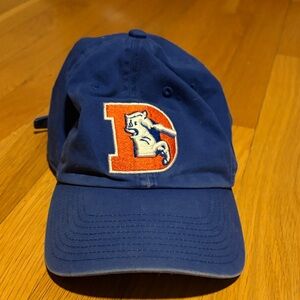 Blue Baseball Cap with Orange Logo